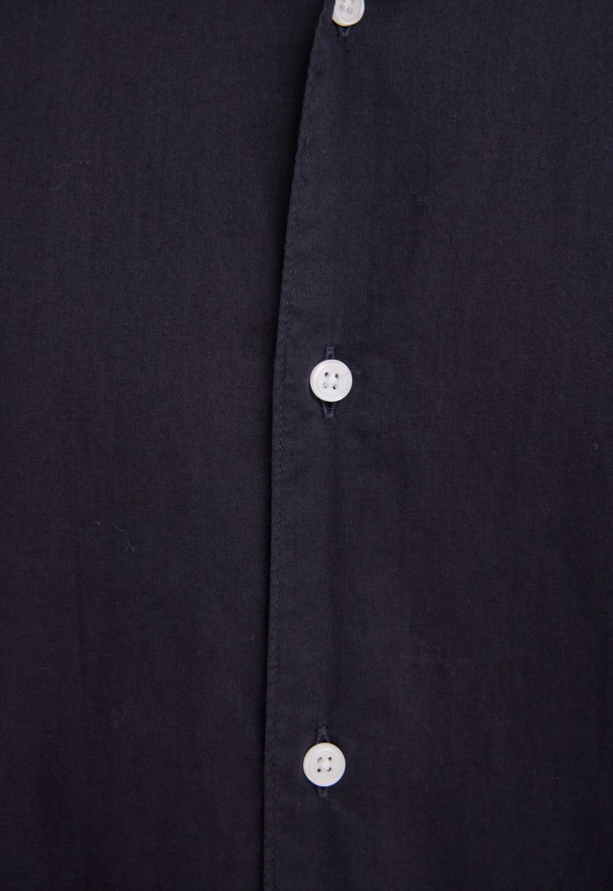 Jac + Jack Folded Collar Cotton Shirt - Darkest Navy